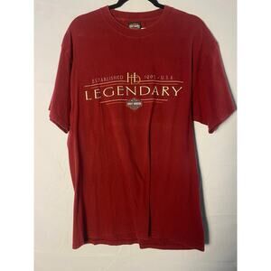 Harley Davidson Legendary Eagle Lafayette, Indiana Red Graphic Shirt Men's Large
